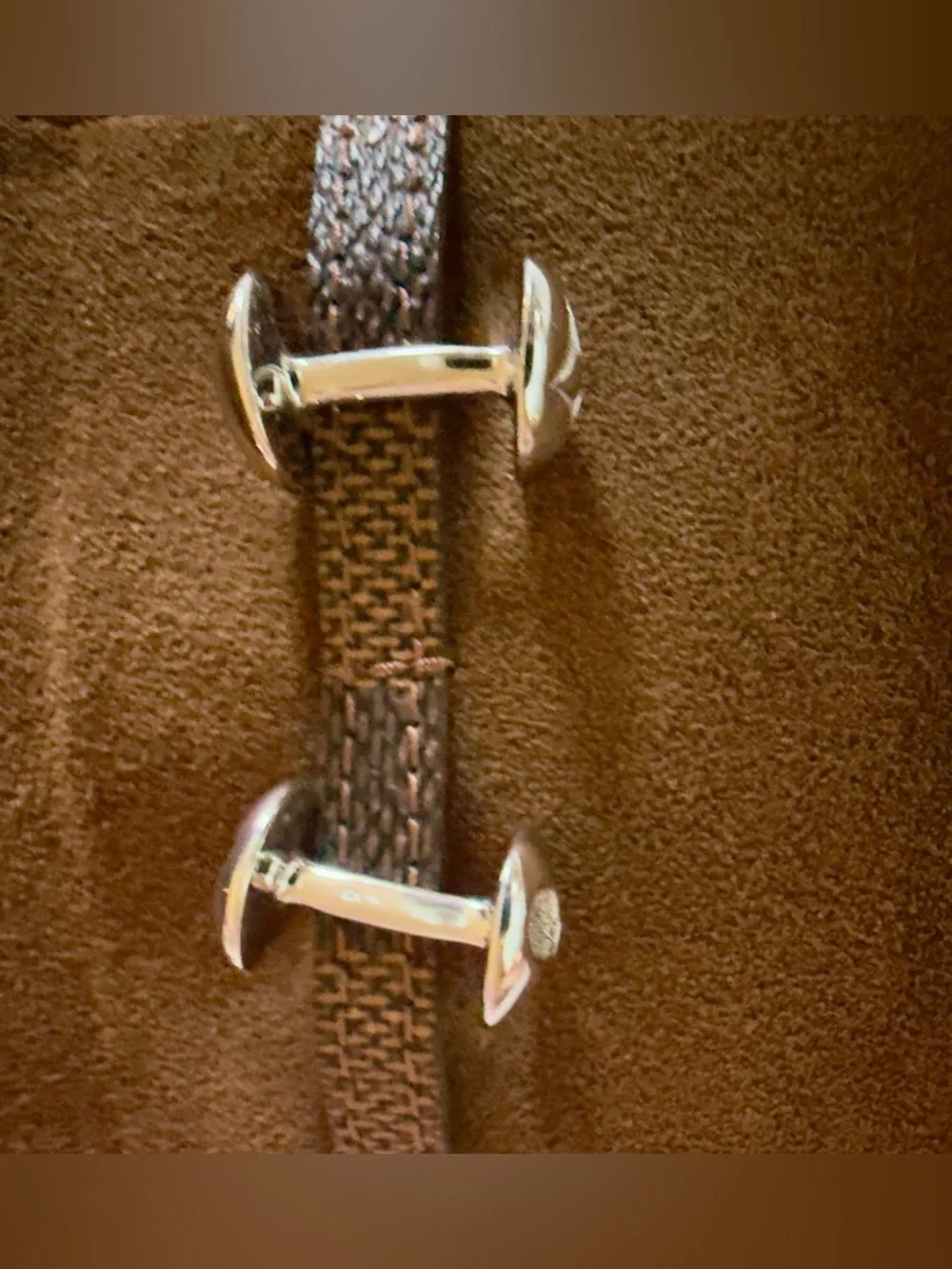 Louis Vuitton Damier Ebene Cufflinks Case With LV 925 Sterling Silver Cufflinks